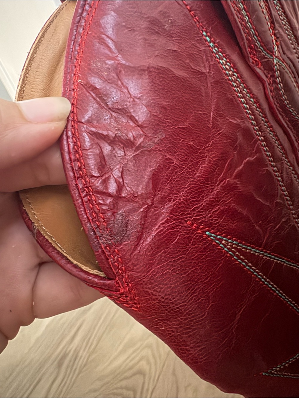 Tecovas Loretta Ruby Red Goat Embroidered Western Boots US 9 - Picture 6 of 7